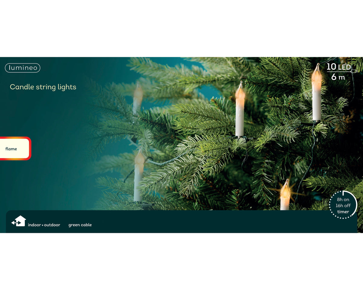 Kaemingk LED Candle String Lights Fire Flame Effect Outdoor
