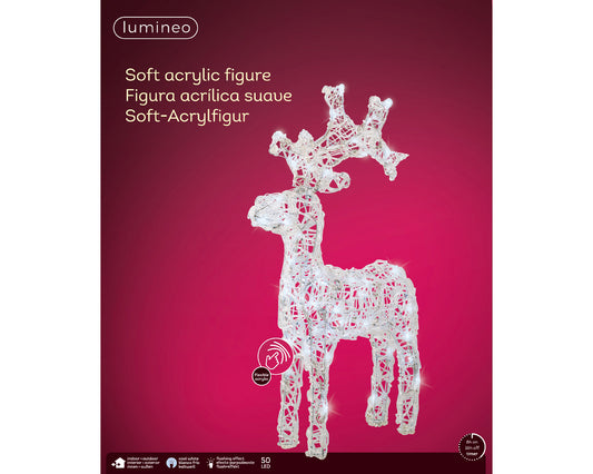 Kaemingk LED Reindeer Reindeer Flashing Effect Outdoor Transparent - Cool White