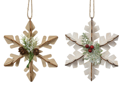 Kaemingk Snowflake plywood foam berry ,pvc leaf 2col ass fsc mix 70%