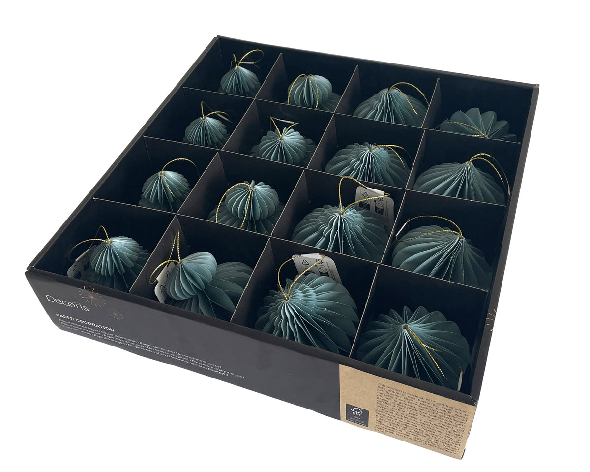 Kaemingk Paper decorations in Green and Gold Glitter (B)