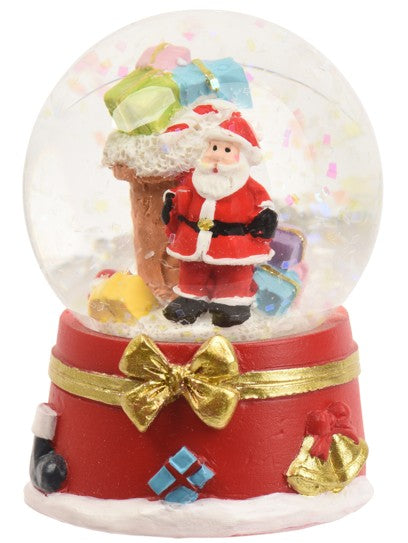 Kaemingk - Snowglobe 4.5cm - FATHER CHRISTMAS WITH CHIMNEY & PRESENTS