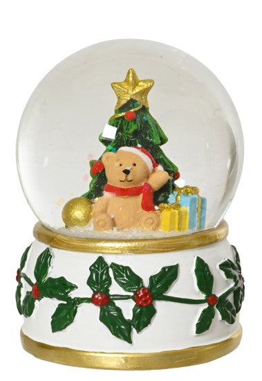 Kaemingk - Snowglobe 6.5cm Bear sitting next to tree