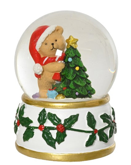 Kaemingk - Snowglobe 6.5cm Bear Standing next to Tree