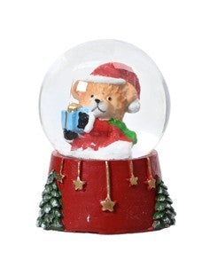 Kaemingk - Snowglobe 4.5cm - Teddy with Santa Hat