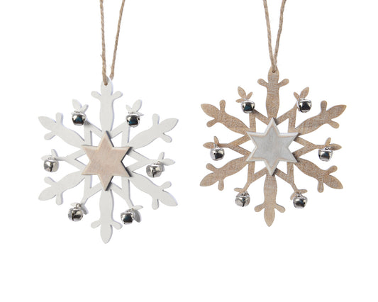 Kaemingk Snowflake Plywood w Bells 14-2cm