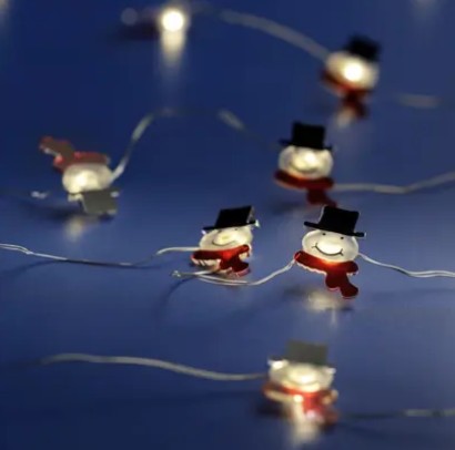 Kaemingk Micro Led Deco Stringlights Silver/Warm White 190cm (Santa/Snowman/Tree)