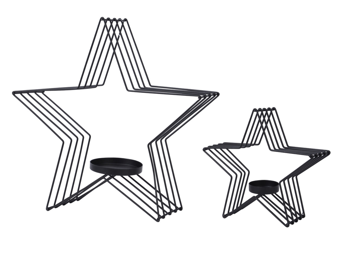 Kaemingk Black metal star candle holder Small