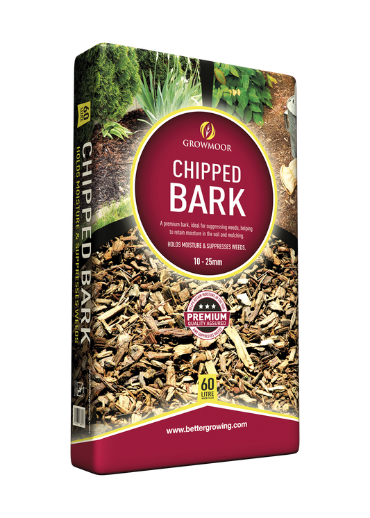 60L bag of fire-retardant chipped bark mulch for garden beds, pathways and landscaping