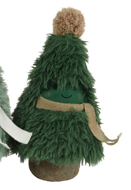 Kaemingk Doorstop Christmas Tree Dark Green, Beige Bobble