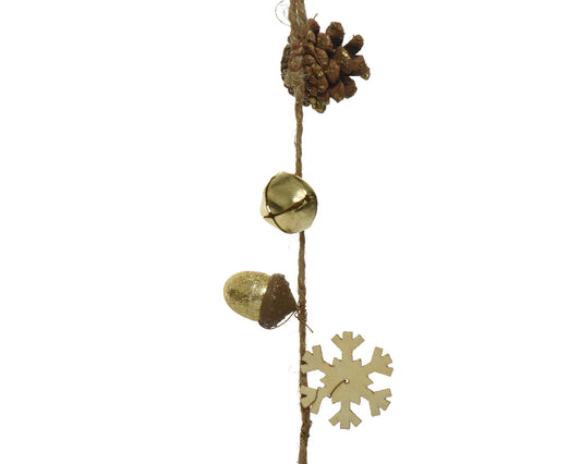 Kaemingk Garland Pinecone,Bells, Berries, Snowflakes, Glitter Red L4-W4-H105cm