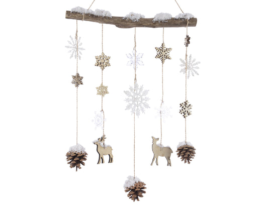 kaemingk wooden hanging christmas tree with snowflakes