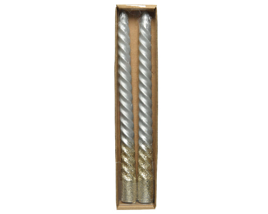Kaemingk Candle wax swirl metalic finish glitters Silver