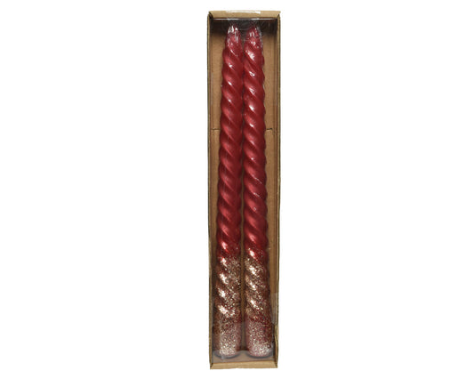 Kaemingk Candle wax swirl metalic finish glitters Red