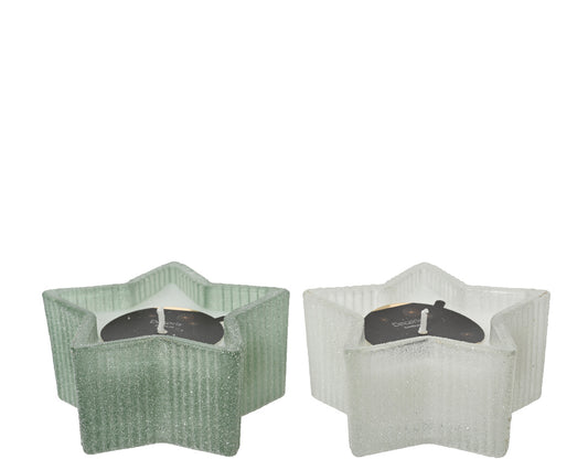 Kaemingk Star Tea Light holder with candle green
