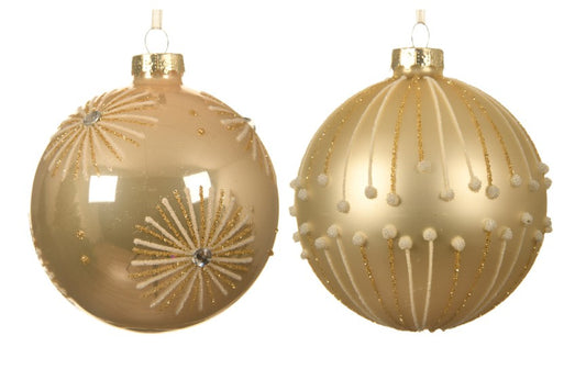 Kaemingk Glass Bauble Glitter Pearl Colours