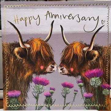 Highland Cow Anniversary Card