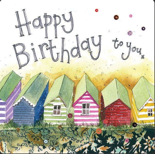 Seaside Sparkle Beach Huts Card