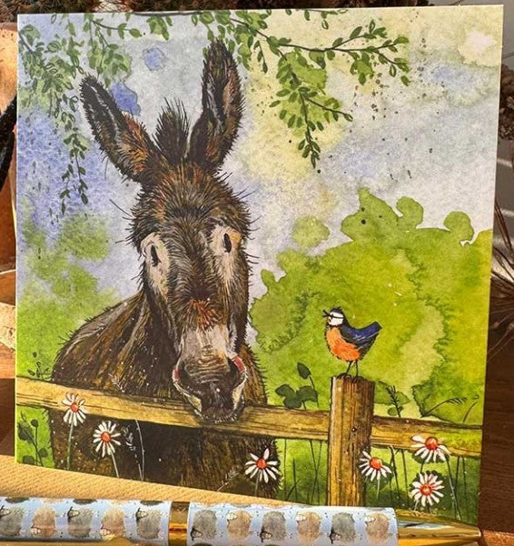 Donkey & Blue Tit Card
