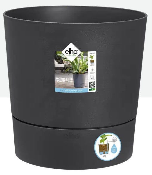 Elho Greensense Aqua Care Round 35cm Charcoal Grey