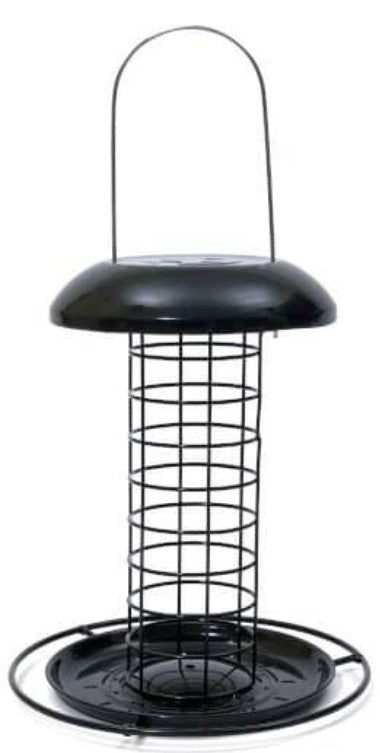 Henry Bell Heavy Duty Fat Ball Feeder green metal mesh hanging feeder with three perches Pengelly Garden Centre Cornwall