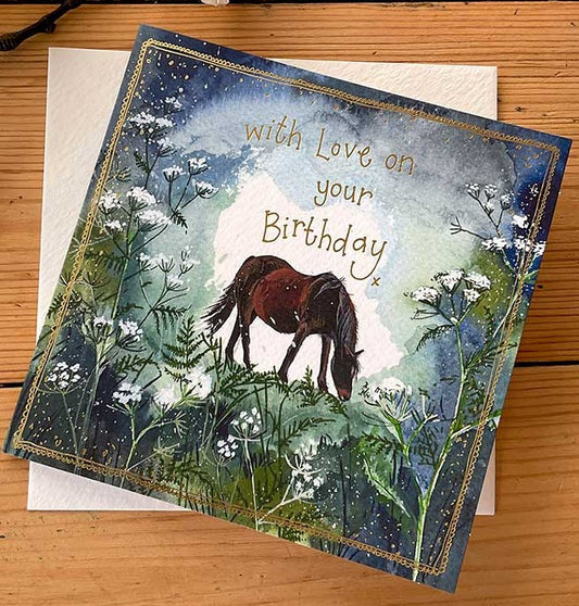 Alex Clark Horse & Cow Parsley Birthday Card S455