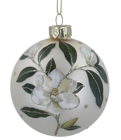 Gisela Graham Matt Cream Magnolia Glass Ball