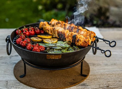 Kadai Table Set - 30cm, Bowl, Stand, Grill, 2x Skewers, Tongs and Mat