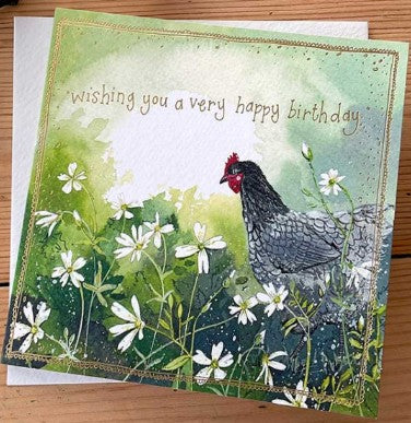 Hen & Stitchwort Card