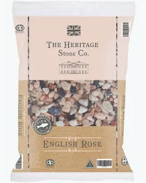 Deco-Pak English Rose 20mm pink and cream decorative gravel, rounded stones, Pengelly Garden Centre Cornwall