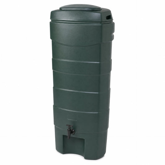 100 litre space-saving water butt kit with tap and connector for rainwater harvesting