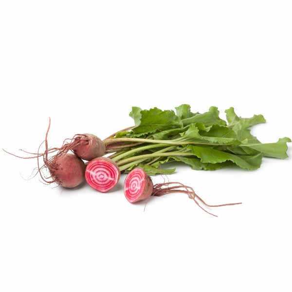Fresh red beetroot with lush green tops, a home-grown vegetable ready for harvest