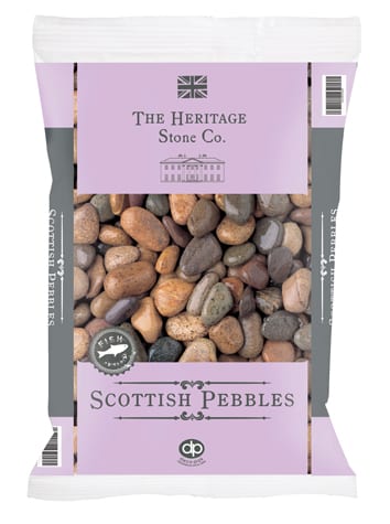 Natural Scottish pebbles in mixed grey tones for garden paths, rockeries and decorative landscaping