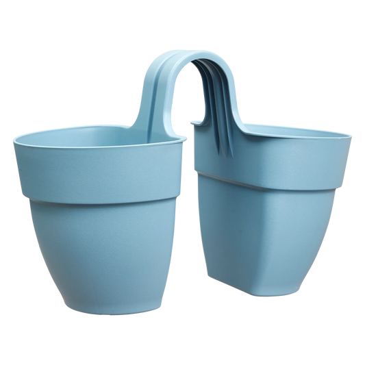 Vibia Campana Flower Twin 21cm vintage blue ceramic planter, twin flower pot design