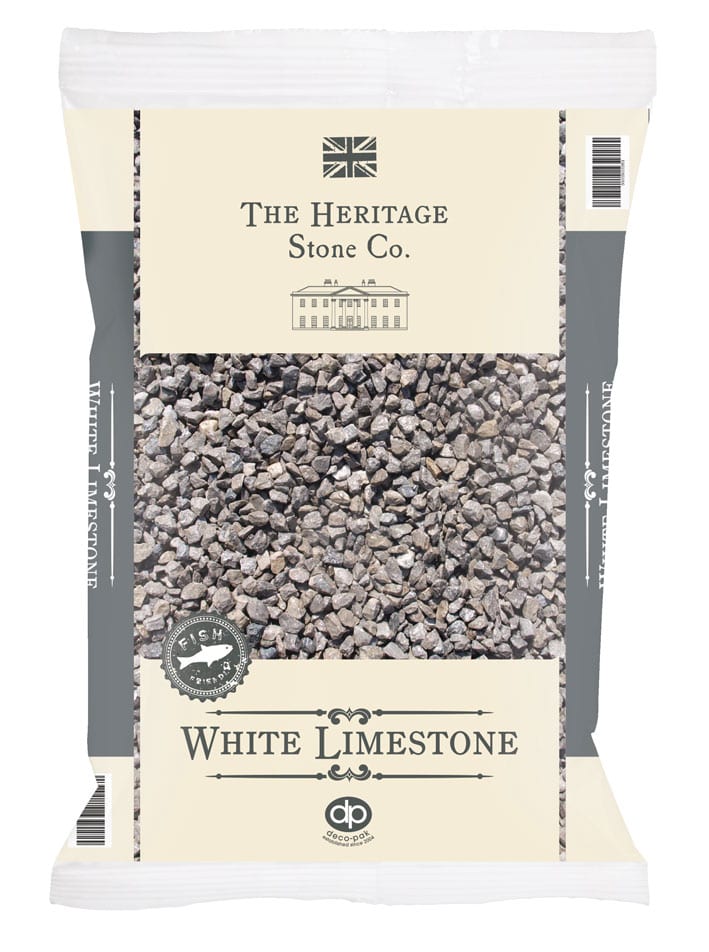 White limestone 6mm decorative chippings for driveways, paths and garden patios