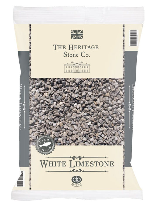 White limestone 6mm decorative chippings for driveways, paths and garden patios
