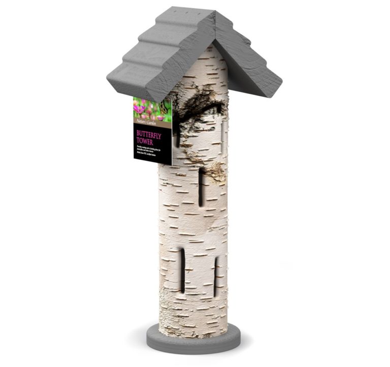 Decorative metal butterfly tower garden obelisk with laser-cut butterfly motifs for climbing plants