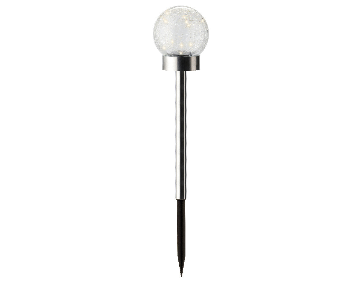 Decorative solar glass garden globe on stake with multicolour LED lights
