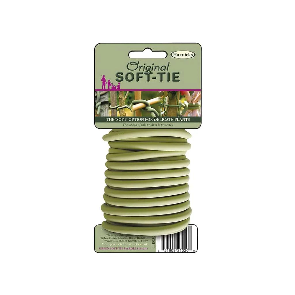 Haxnicks Soft Tie pack showing flexible garden plant ties and branding on white background