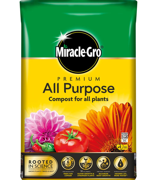 Miracle-Gro All Purpose liquid plant feed 1L green bottle with label on white background