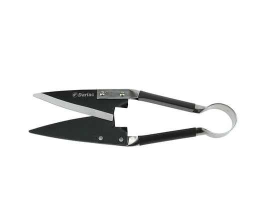 Topiary shears with long blades and ergonomic handles for shaping boxwood, shrubs and small hedges