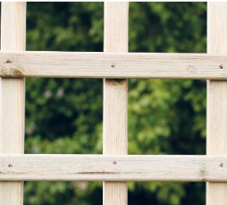 Square wooden garden trellis panel for climbing plants and vines, decorative support for fence or border