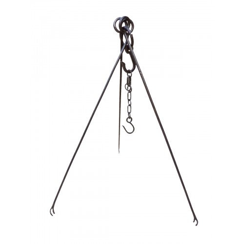 Bamboo tripod plant support with three canes tied at top for climbing beans and peas, natural finish